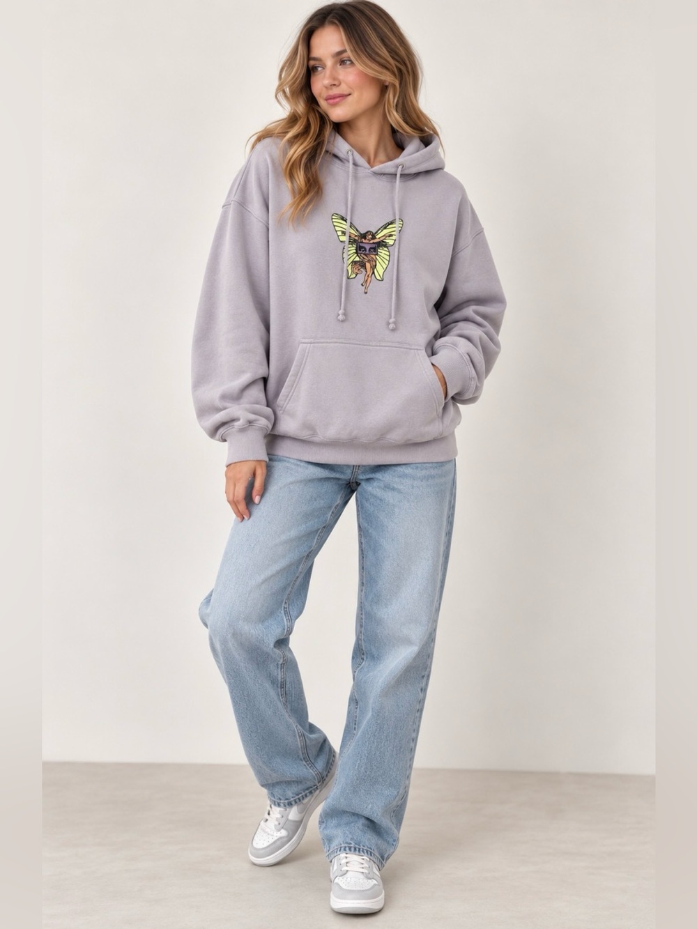 OBEY Purple Fairy Graphic Hoodie Oversized Pullover XL